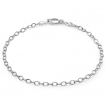 Sterling Silver Rolo Bracelet 7 inch long 2.5 mm thickness Rhodium Plated Lobster Clasp