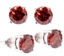 .925 Sterling Silver Garnet Color Cubic Zirconia Stud Earrings 2 Carats Total Weight