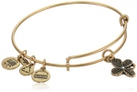 Alex and Ani Bangle Bar Lucky Clover Rafaelian Gold Finish Expandable Wire Bracelet