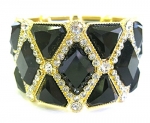 Heirloom Finds Black Resin Geometric Stretch Cuff Bracelet with Clear Crystals