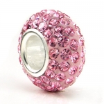 Sterling Silver Pink Crystal Ball Bead Charm