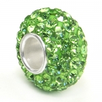 Sterling Silver Green Crystal Ball Bead Charm