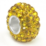 Citrine Yellow Crystal Ball Bead Sterling Silver Charm Fits Pandora Chamilia Biagi Trollbeads Bracelet