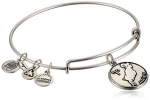 Alex and Ani Aries II Expandable Rafaelian Silver Finish Wire Bangle Bracelet, 7.25