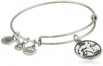 Alex and Ani Rafaelian Silver Finish Aquarius II Expandable Wire Bangle Bracelet, 7.25