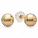 14k Yellow Gold Ball 6mm Stud Earrings with Silicone covered Gold Pushbacks
