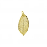 24 KT Yellow Gold Plated over Copper REAL Elm Leaf Pendant