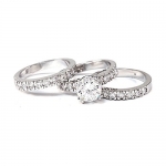 2 carat Round Cut CZ Ring Set-Cubic Zirconia 3 Piece Bridal Engagement Ring Set In Silver Tone (10)