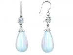 Star K Briolette Drop Cut Created Opal Hanging Hook Earrings
