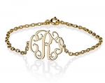 Monogram Bracelet 18k Gold Plated Personalized Initial Name Bracelet (5.5 Inches)