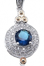Sterling Silver Simulated Sapphire Blue Cubic Zirconia Pendant Necklace with 18 inch Chain