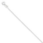 14K White Gold Carded Cable Rope Chain Necklace - 18 Inch - 0.7mm - Spring Ring - JewelryWeb