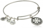 Alex and Ani Bangle Bar Four Leaf Clover Rafaelian Silver Finish Expandable Bracelet