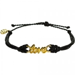 Pura Vida Bracelets Gold Word Collection Bracelet Love/Black, One Size