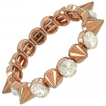 Rose Goldtone Clear Crystal Accent Spike Stretch Bracelet