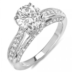 0.65 Carat (ctw) 14k White Gold Round Diamond Ladies Solitaire with Accents Bridal Engagement Ring (No Center Stone) (Size 7)