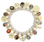 Stretch Ab Crystal Bracelets with Medals and Charms in 18kt Gold Plated. Made in Brazil.