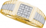 Men's 14K Yellow Gold 0.25ct Princess Cut Diamond Band Ring