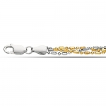 White And Yellow Triple Bead Chain Anklet In Sterling Silver (10 Inches Lenght)