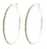 Glamorous All the way around Crystal Rhinestone 2 Hoop Earrings Fashion Jewelry for Teens and Women