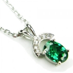 CZ-Arch Necklace, Emerald-Colored & Diamond-Colored CZs, 18