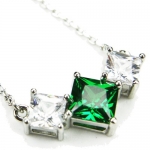 CZ-Vee Necklace, Emerald-Colored CZs, 18