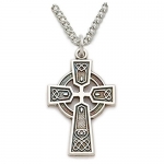 Sterling Silver 3/4 Engraved Trinity Celtic Cross Necklace on 18 Chain