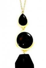 36 Inch Long Geometric Black Onyx Pendant Necklace for Women