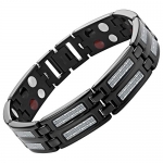 Willis Judd Mens 4 Element Black Titanium Magnetic Bracelet with silver Carbon Fiber & Link Removal Tool