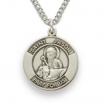 Sterling Silver 5/8 Round St. Jason, Patron of Converts Medal on 18 Chain