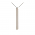 Bar Necklace Vertical Bar Pendant - Silver Name Bar Pendant with Swarovski Stone (22 Inches)