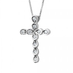10k White Gold Cross Diamond Pendant Necklace (HI, I, 0.10 carat)