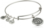 Alex and Ani Rafaelian Silver Finish Initial D Expandable Wire Bangle Bracelet, 7.25