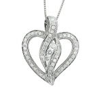 14k White Gold Heart Diamond Pendant Necklace (GH, I1-I2, 0.35 carat)