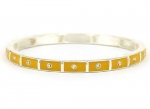 PammyJ Silvertone Yellow Square Clear Crystal Accent Stretch Bangle