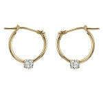 14k Gold Hoop with CZ Childrens Earrings