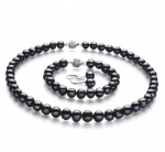 PearlsOnly Kaitlyn Black 8.0-8.5mm A Freshwater Cultured Pearl Set