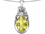 Star K Loving Mother Twin Family Pendant Oval Simulated Yellow Sapphire