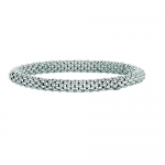 Sterling Silver Color 6mm Round Rhodium Plated Stretchable Bracelet - 7.25 Inch - JewelryWeb