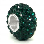 Sterling Silver Green Crystal Ball Bead Charm