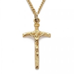 1 Sterling Silver 14k Gold Finish Crucifix Necklaces in a Papal Design on 18 Chain