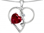Star K 10mm Heart Shaped Created Ruby Knotted Heart Pendant