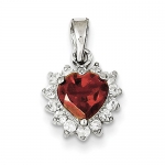 Sterling Silver Garnet and Cubic Zirconia Pendant
