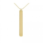 Bar Necklace Vertical Bar Pendant - Gold Name Bar Pendant with Swarovski Stone (14 Inches)