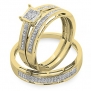 0.18 Carat (ctw) 10K Yellow Gold Round Diamond Ladies & Mens His Hers Bridal Engagement Ring Trio Set