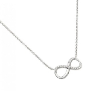 Rhodium Plated Sterling Silver Semi Pave Set Cubic Zirconia Infinity Pendant Necklace