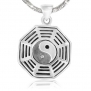 Chuvora 925 Sterling Silver Yin Yang Spirit Pendant, Rhodium Plated Chain Necklace Lobster clasp 18