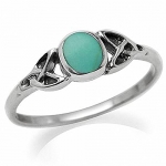 Turquoise Inlay 925 Sterling Silver Celtic Knot Ring Size 8