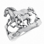Double Horse 925 Sterling Silver Ring Size 5
