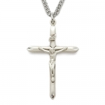 Sterling Silver Crucifix Necklace w/ Pointed Ends on 24 Chain